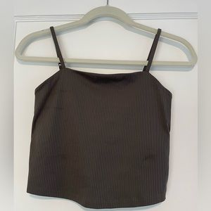 Girlfriend Collective Sports Bra Devon Compressive Cami Ribbed in Olive Green